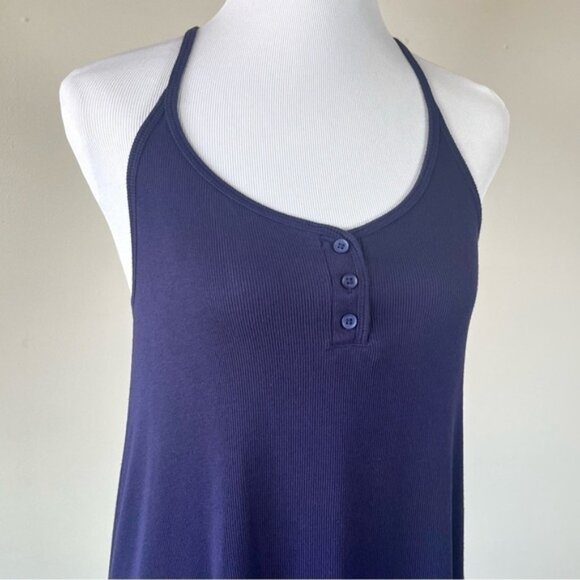 Floreat Anthropologie Navy Lace Racerback Tank Medium - Picture 2 of 9